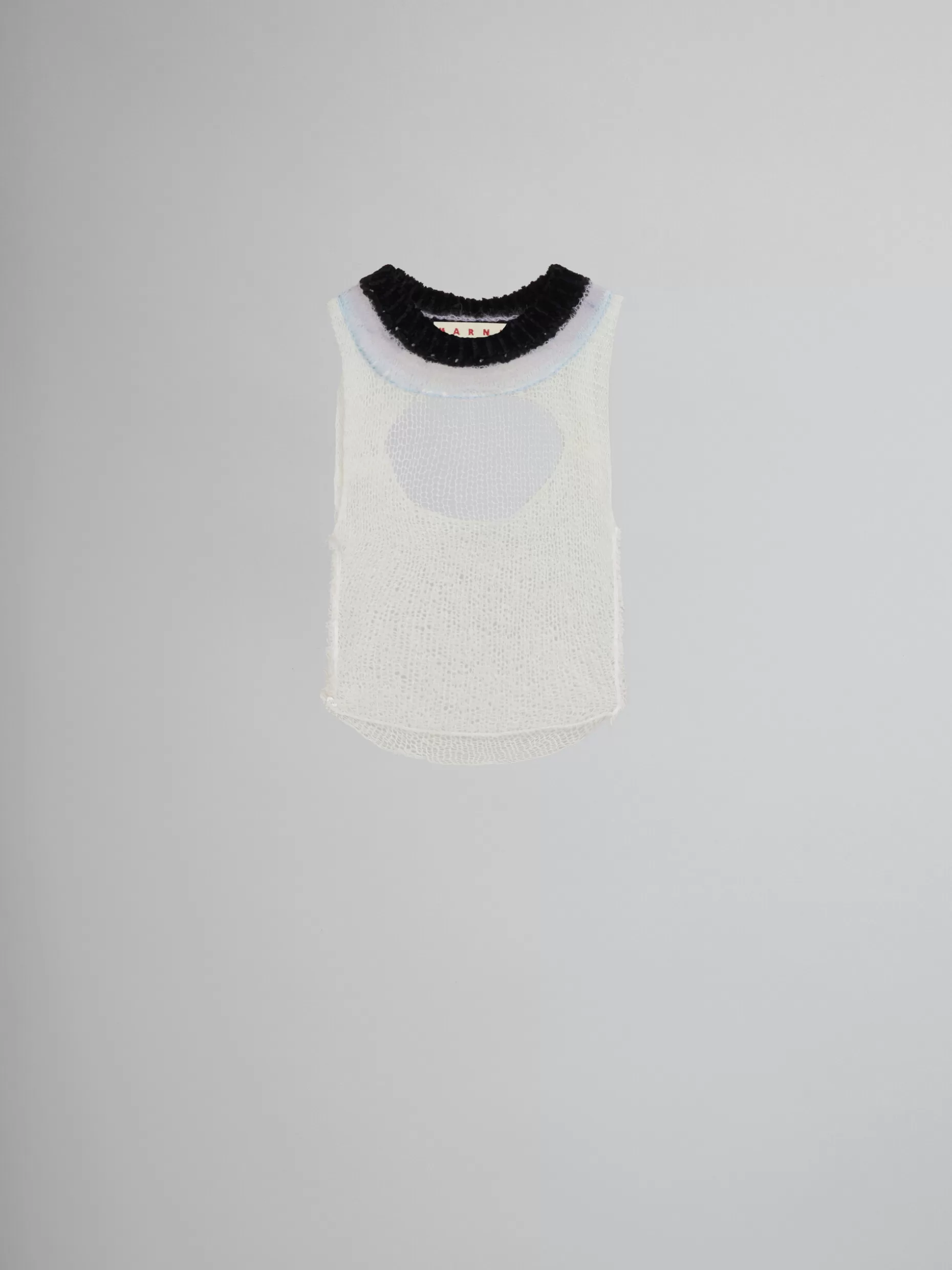 Women Marni White Mesh Wool And Cashmere Tank Top With Cutout