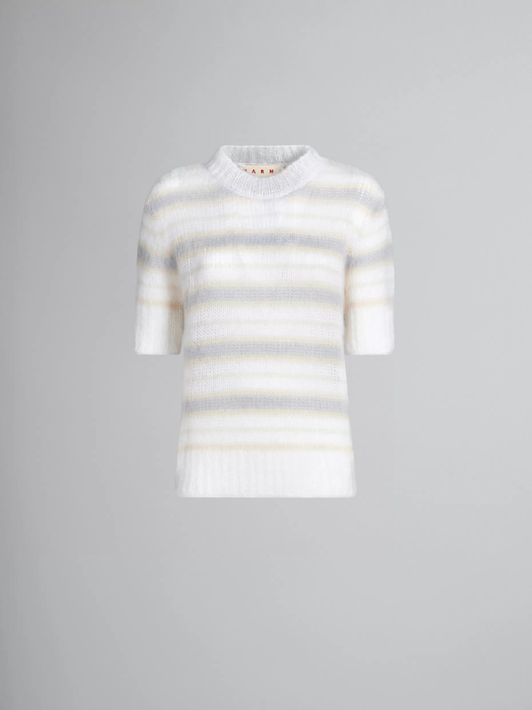 Women Marni White Mohair And Wool Striped Top