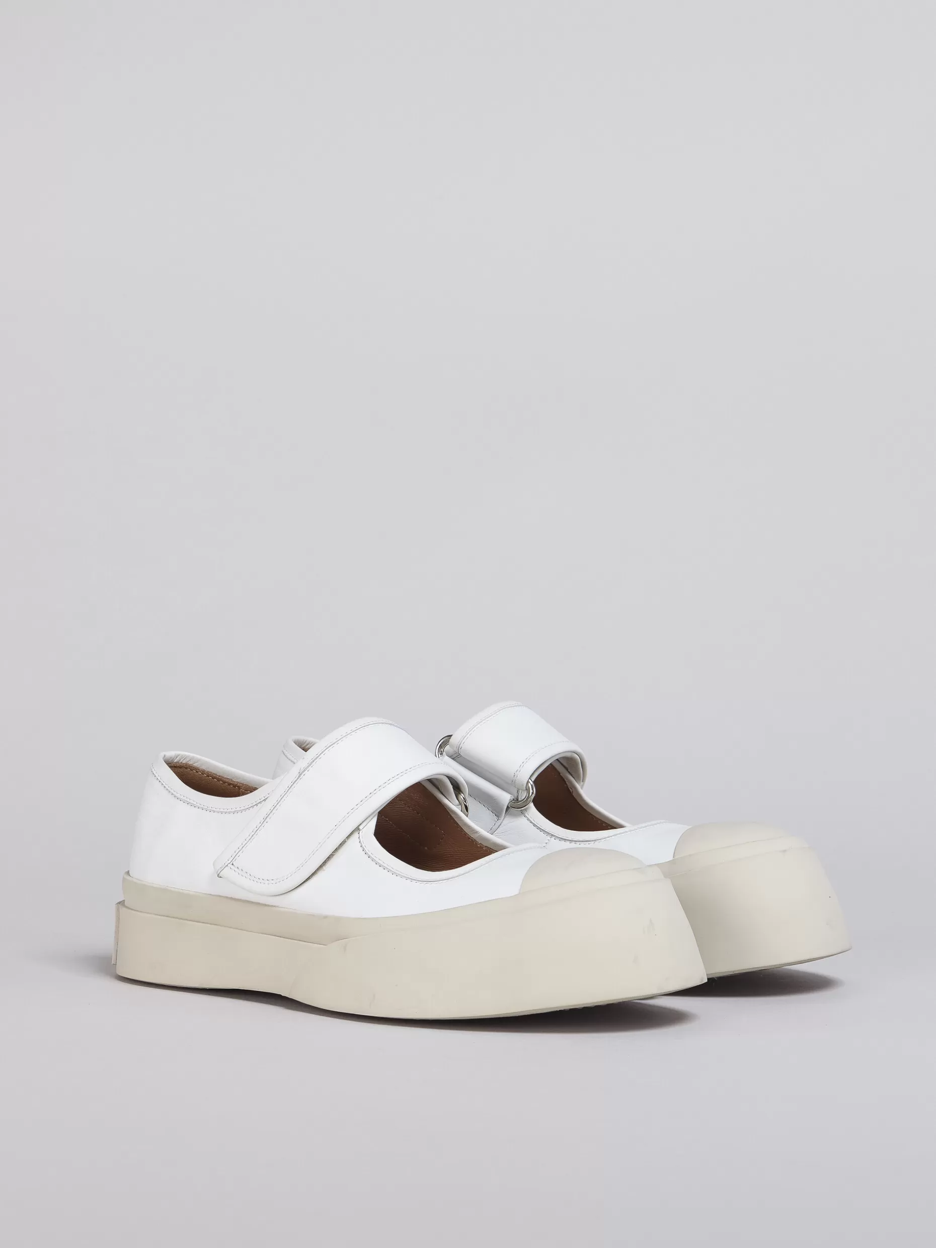 Women Marni White Nappa Leather Mary Jane Sneaker