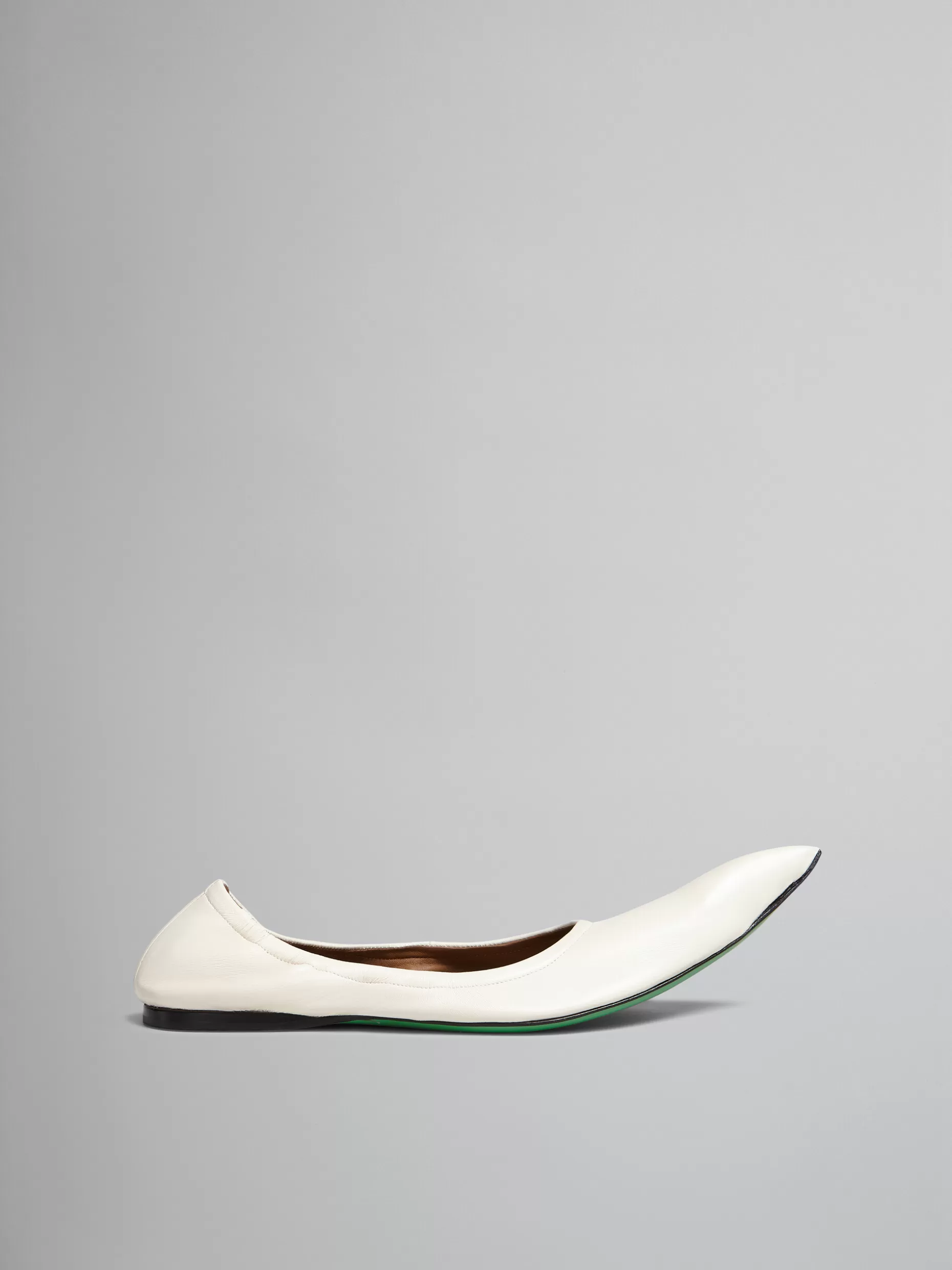 Women Marni White Nappa Pointed-Toe Ballet Flats