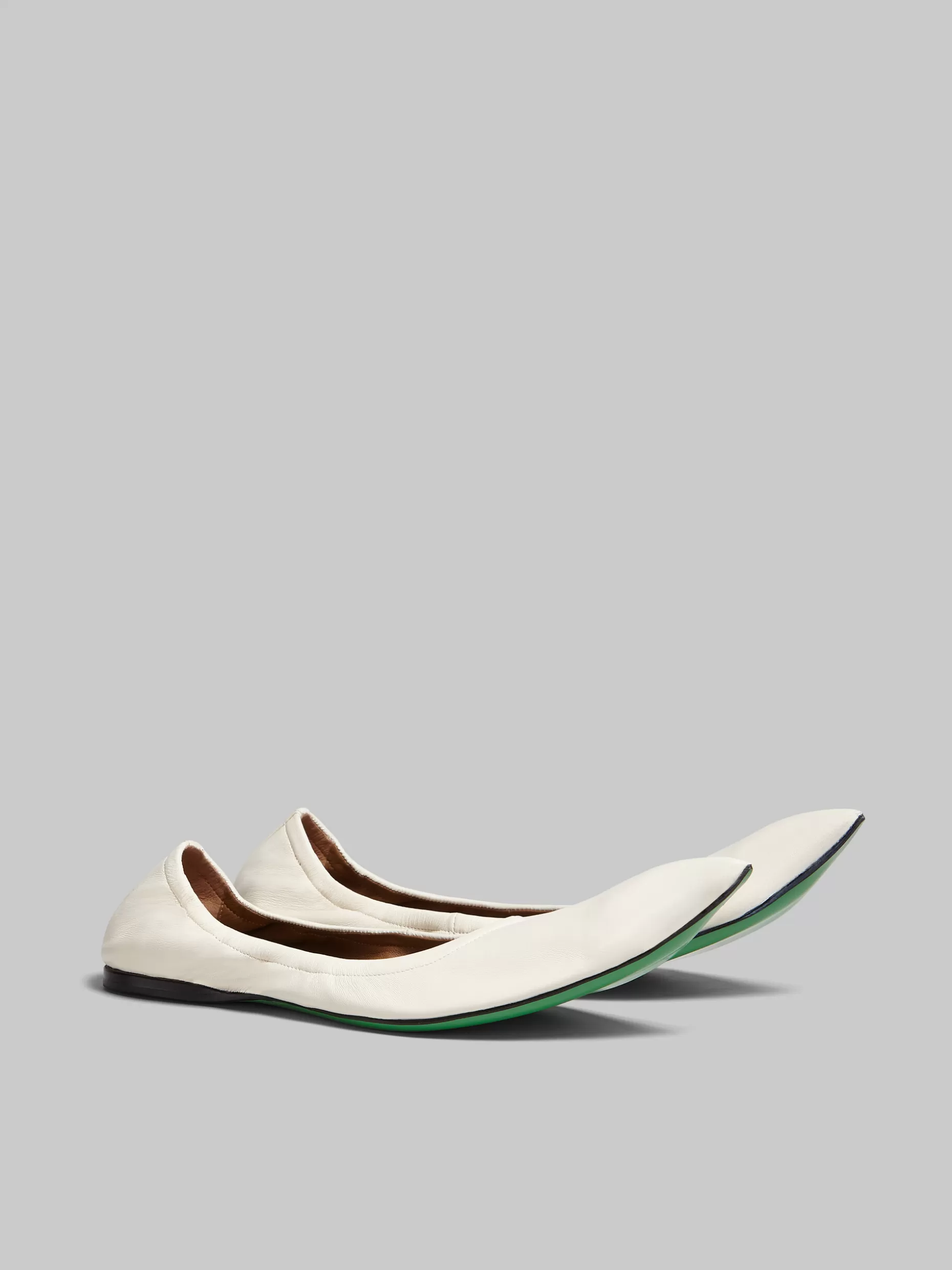 Women Marni White Nappa Pointed-Toe Ballet Flats