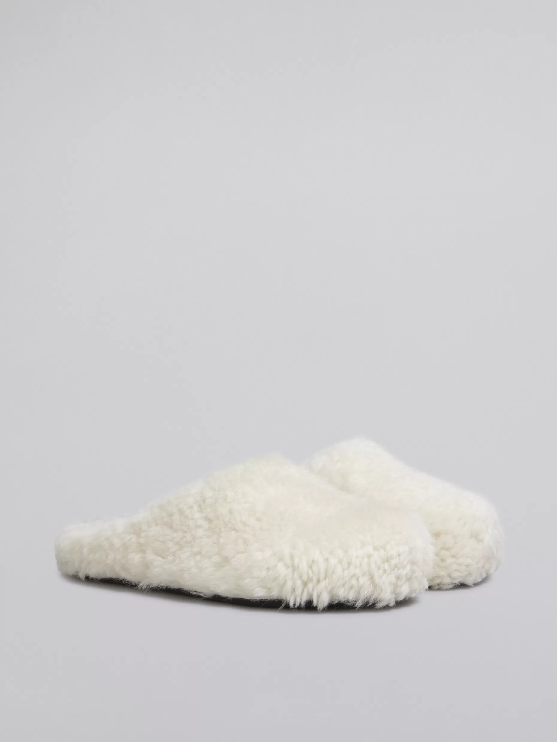 Men Marni White Shearling Fussbett Sabot