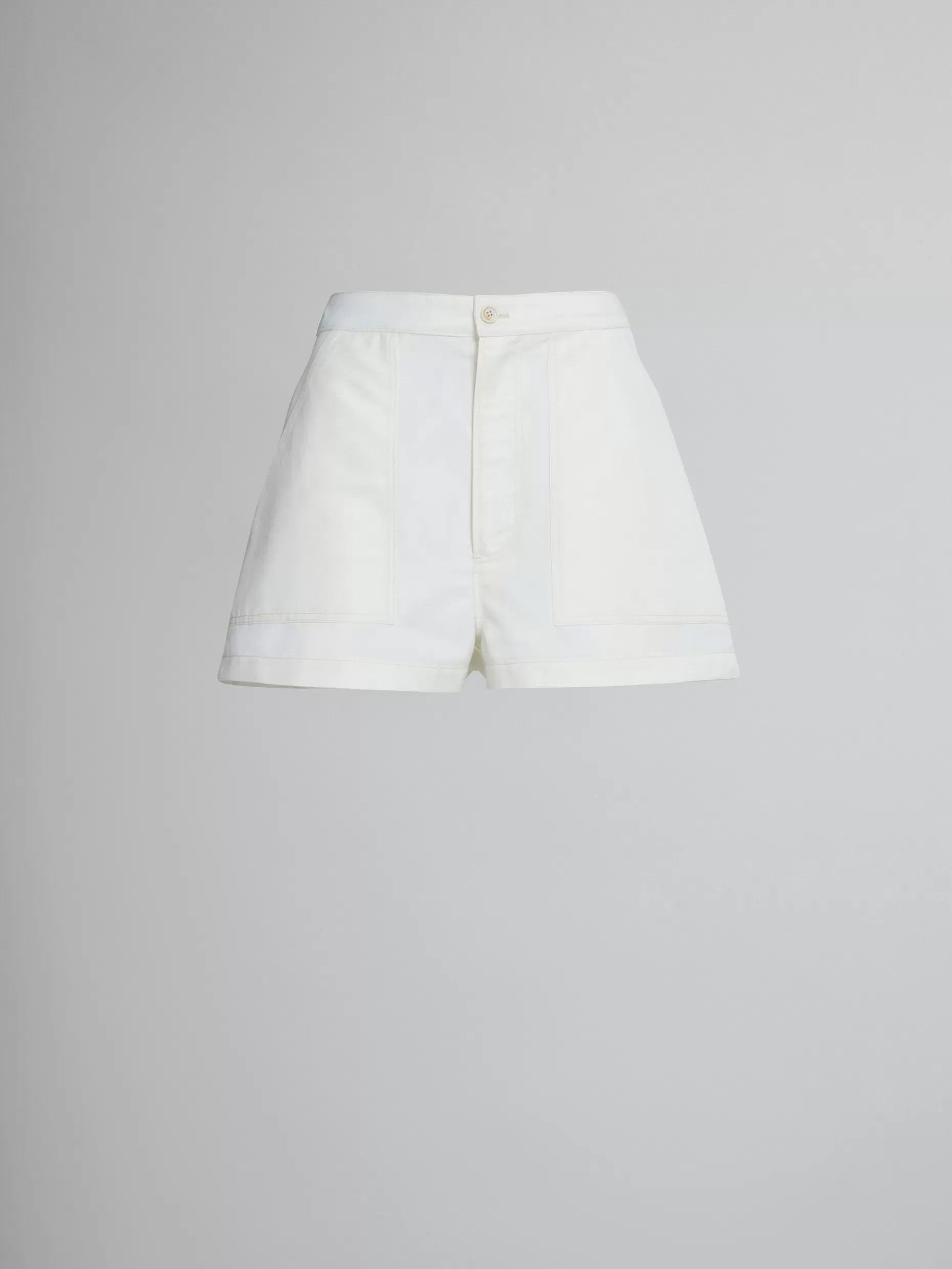 Women Marni White Shorts In Technical Cotton-Linen