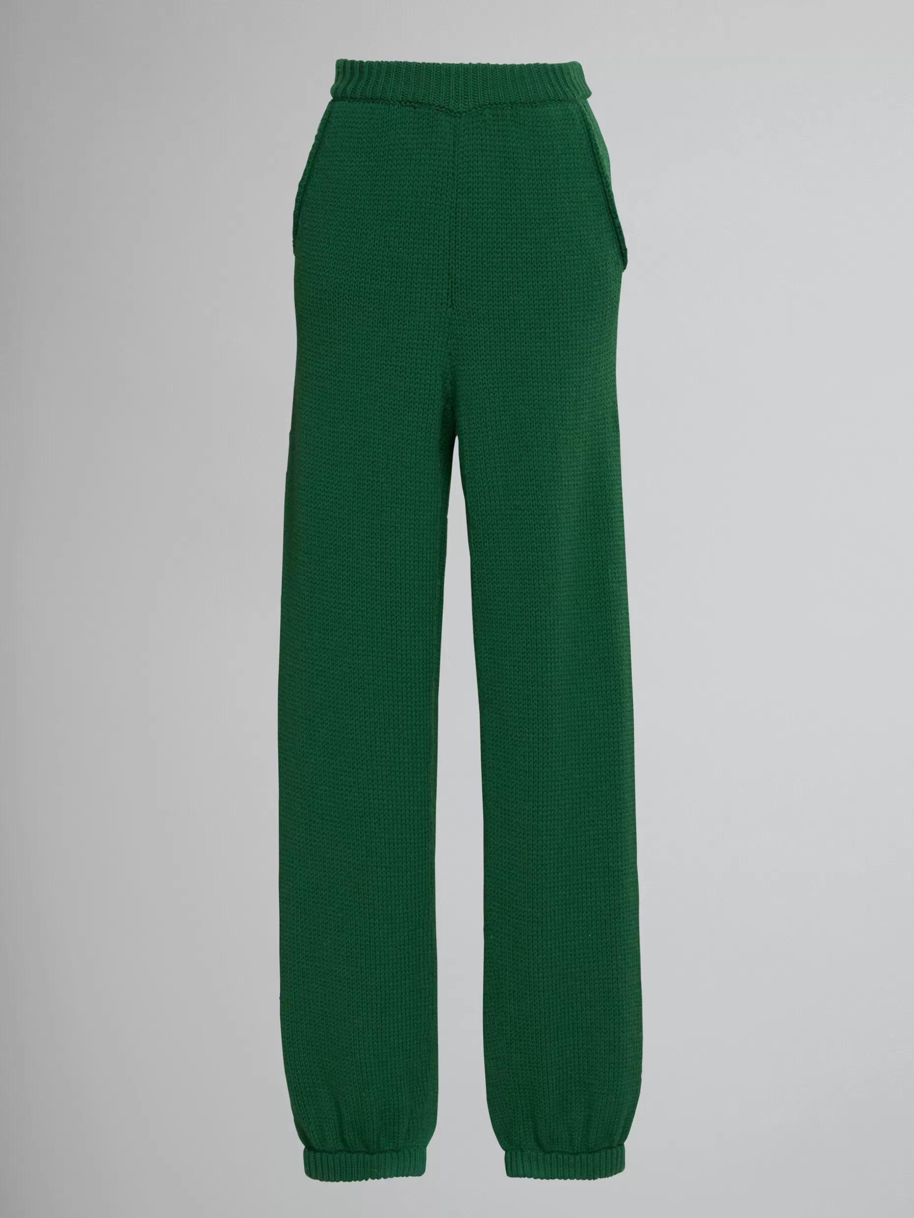 Men Marni Wide Trousers In Green Wool