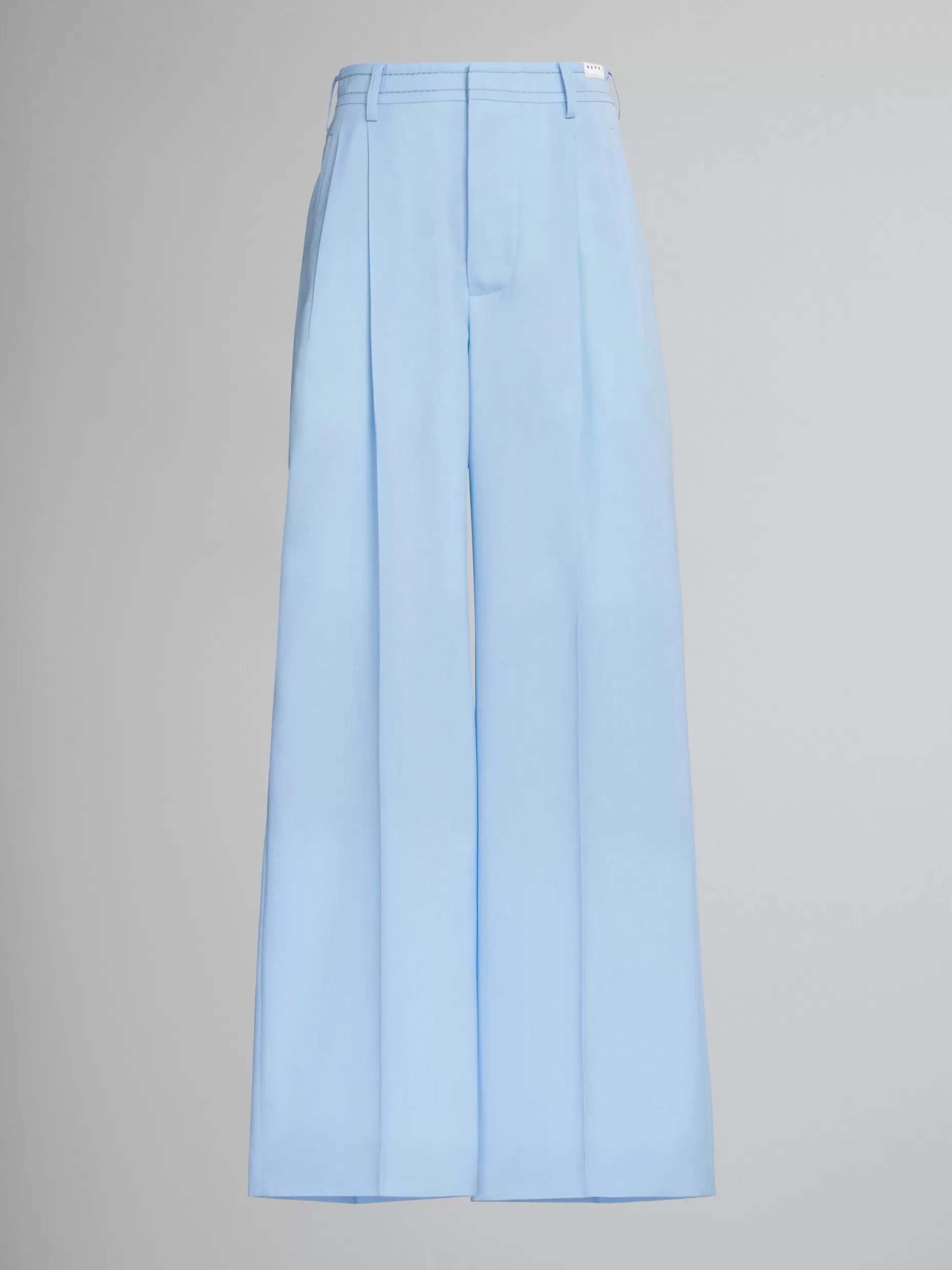 Women Marni Wide-Leg Trousers In Light Blue Tropical Wool