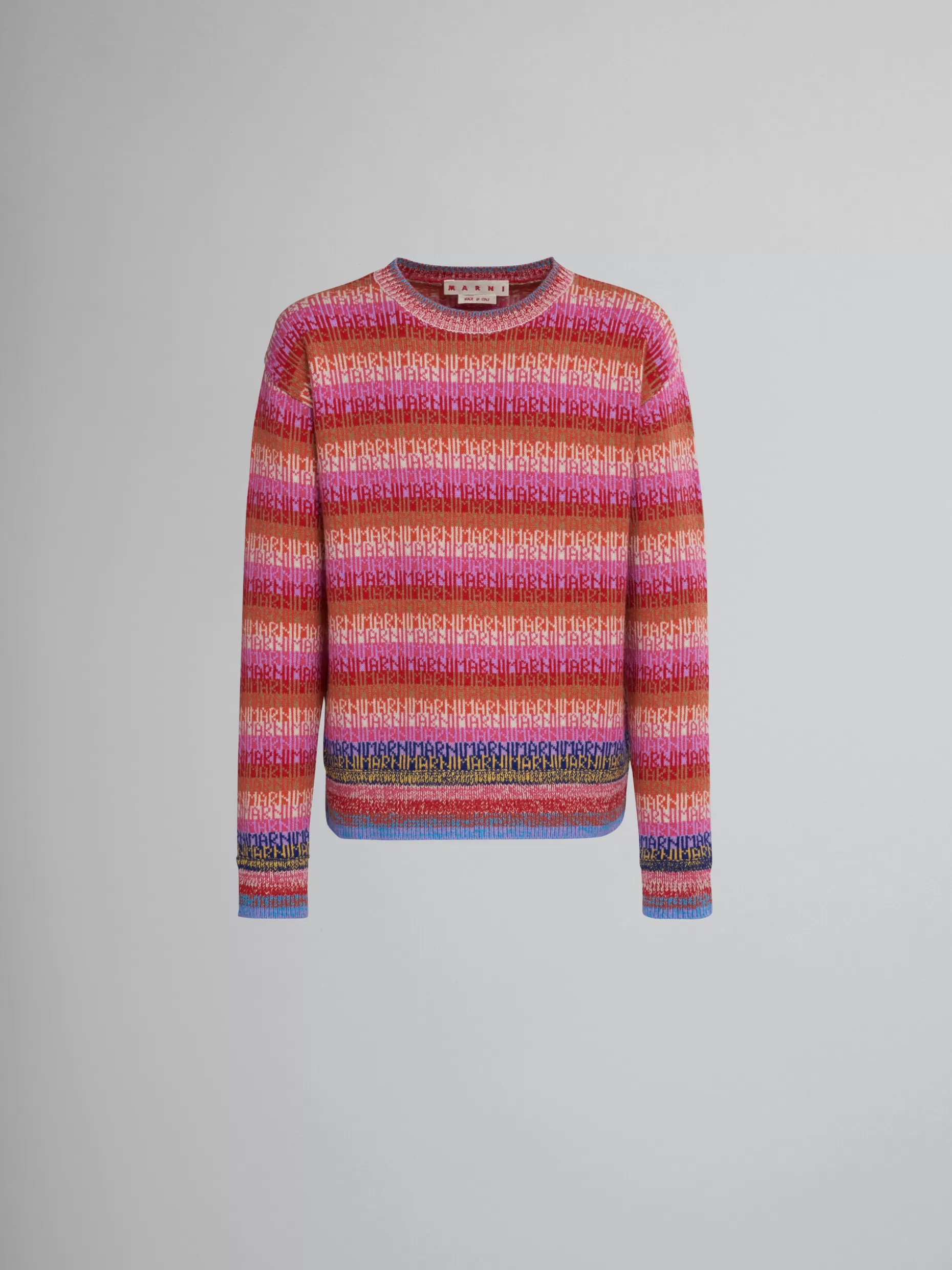 Men Marni Wool Top With Multicolour Stripes And Jacquard Logo