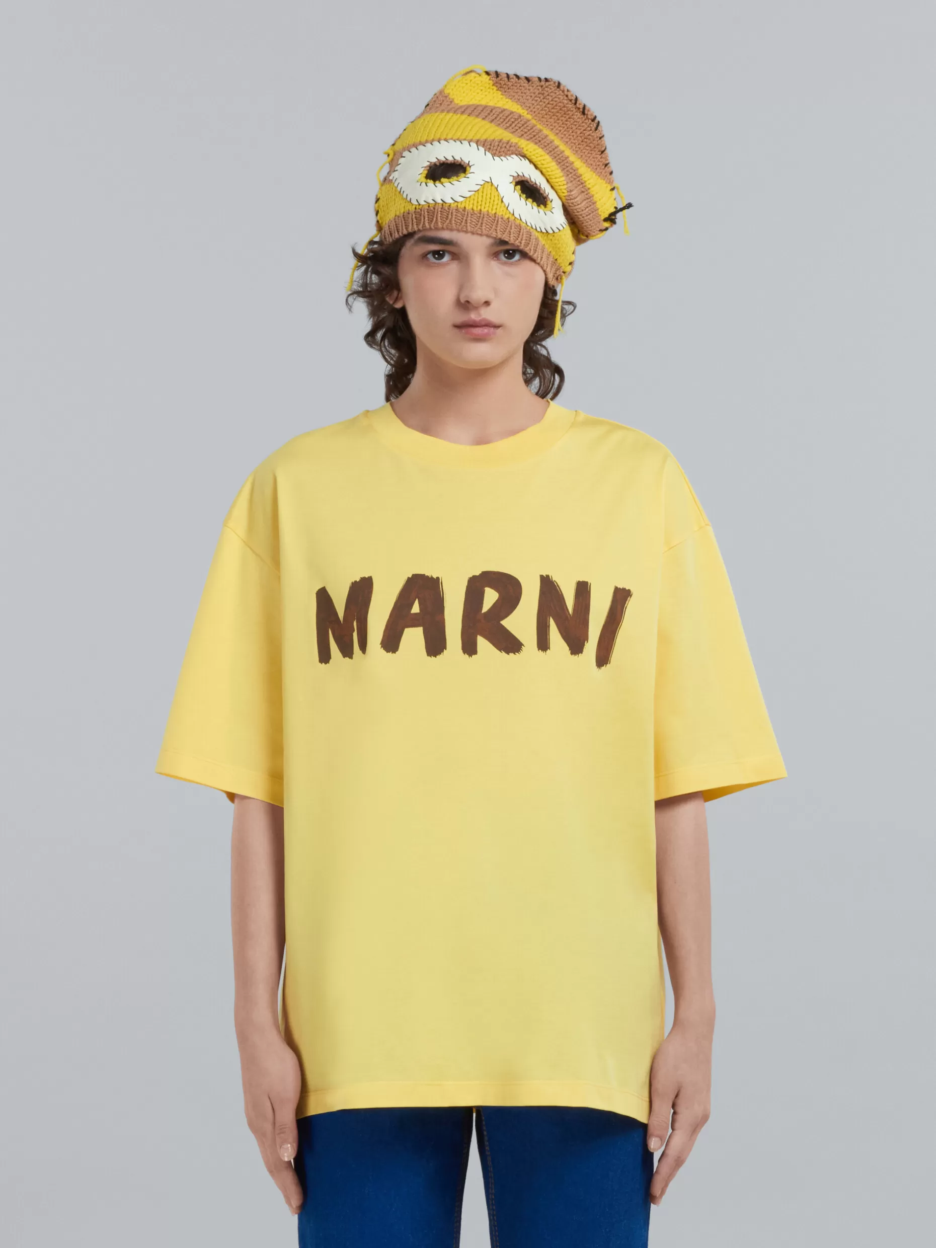 Women Marni Yellow Bio Cotton T-Shirt With Logo