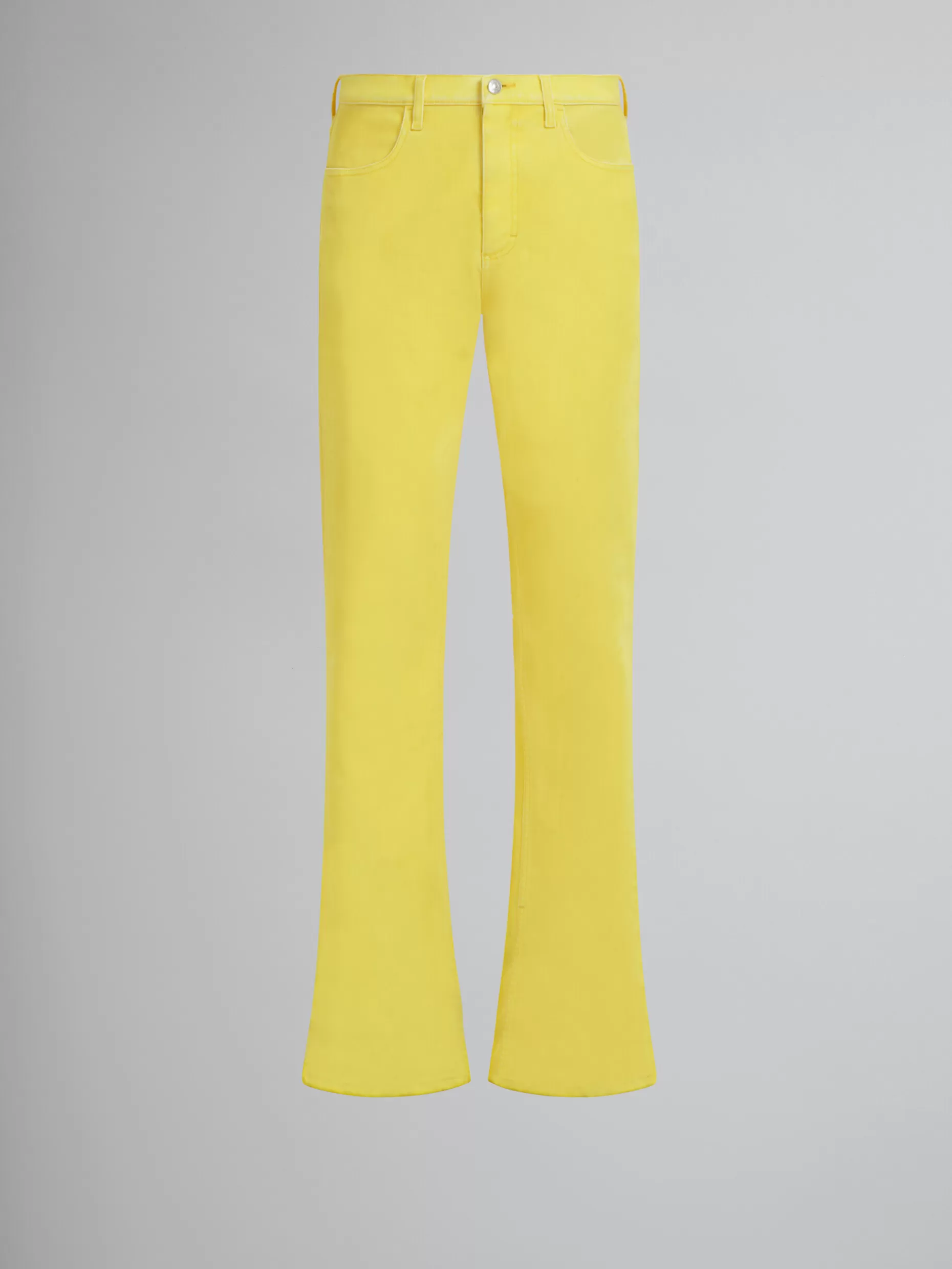 Men Marni Yellow Flared 5 Pocket Trousers In Flocked Denim