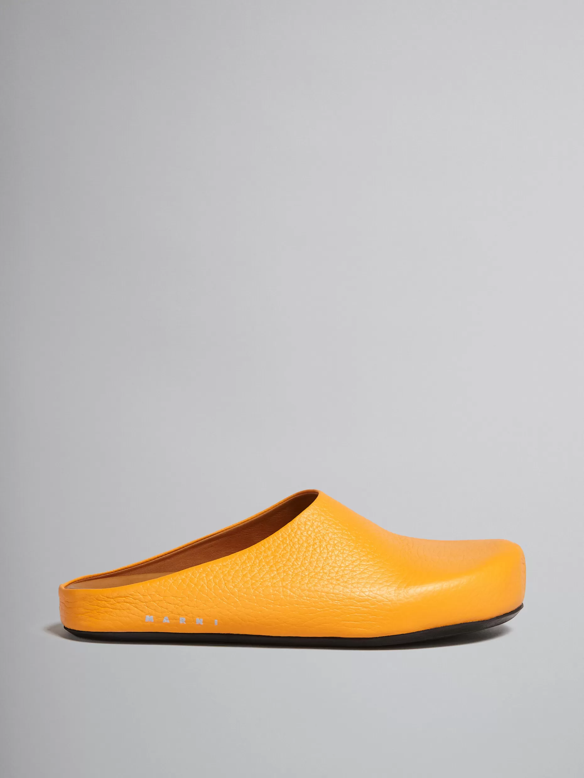 Men Marni Yellow Leather Fussbett Sabot