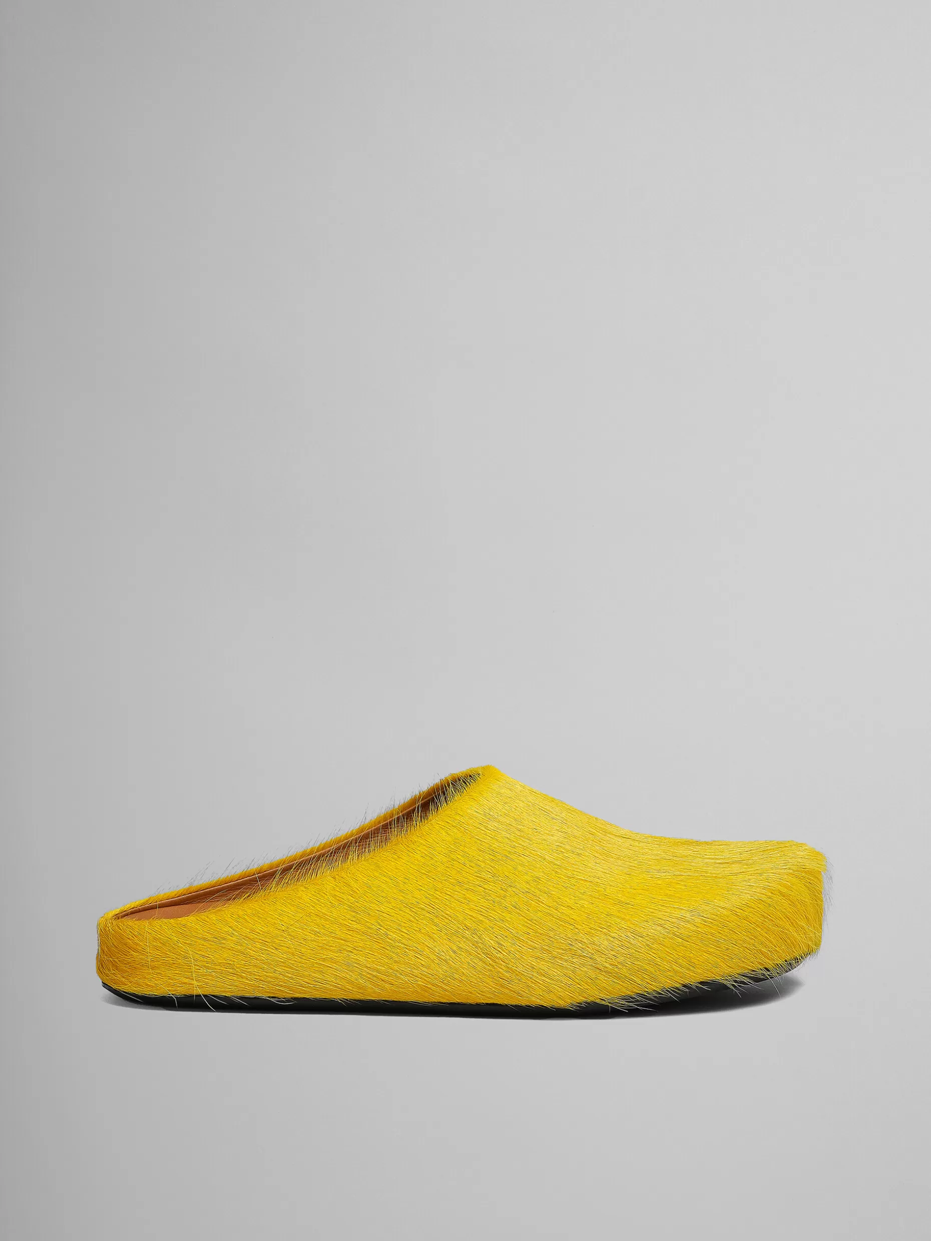 Men Marni Yellow Long Haircalfskin Fussbett Sabot