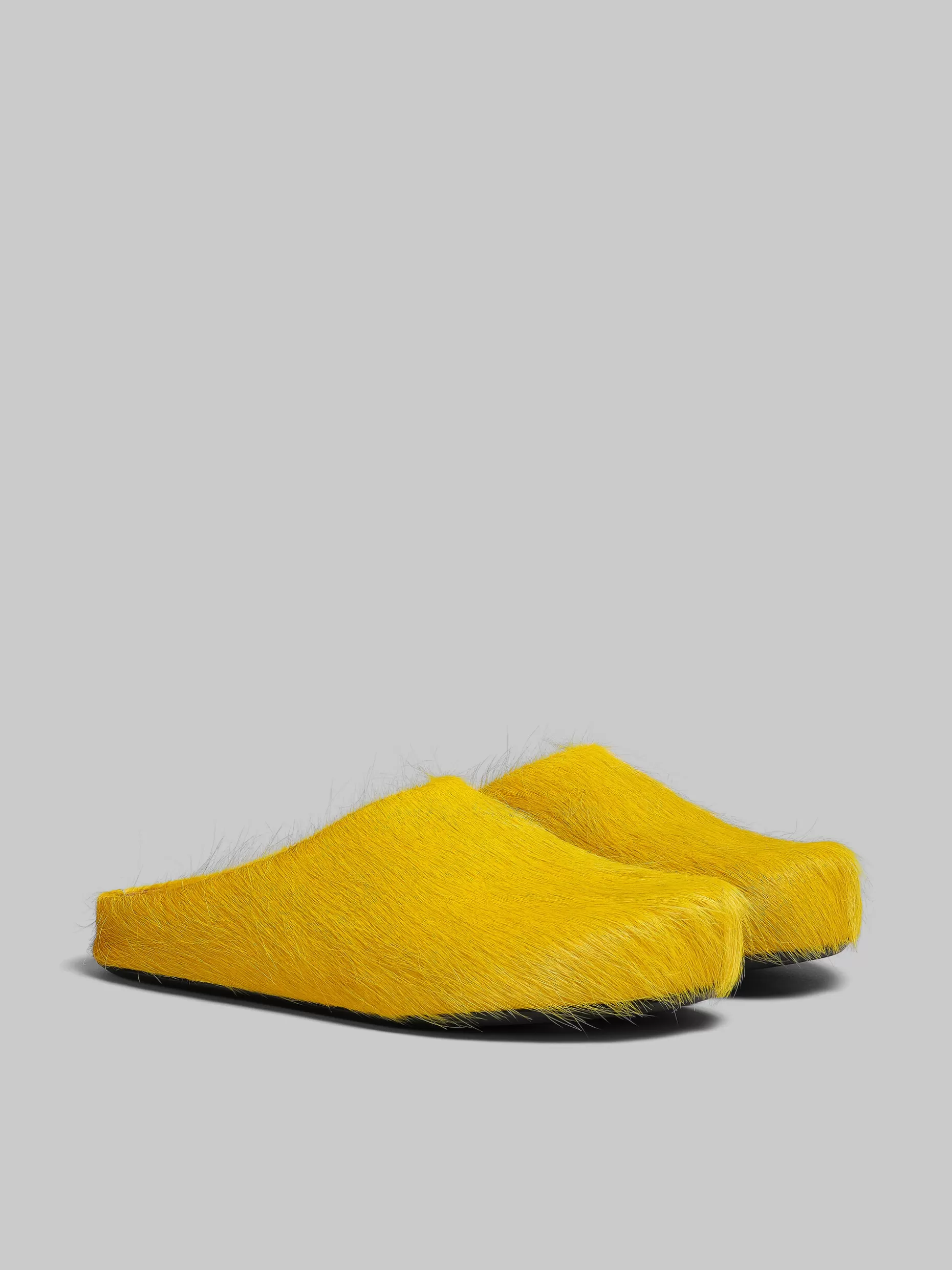 Men Marni Yellow Long Haircalfskin Fussbett Sabot