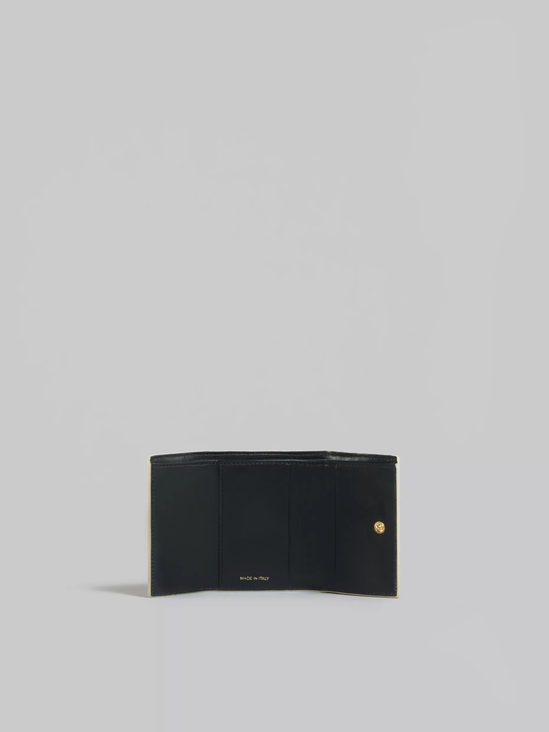 Women Marni Yellow Saffiano Leather Tri-Fold Wallet