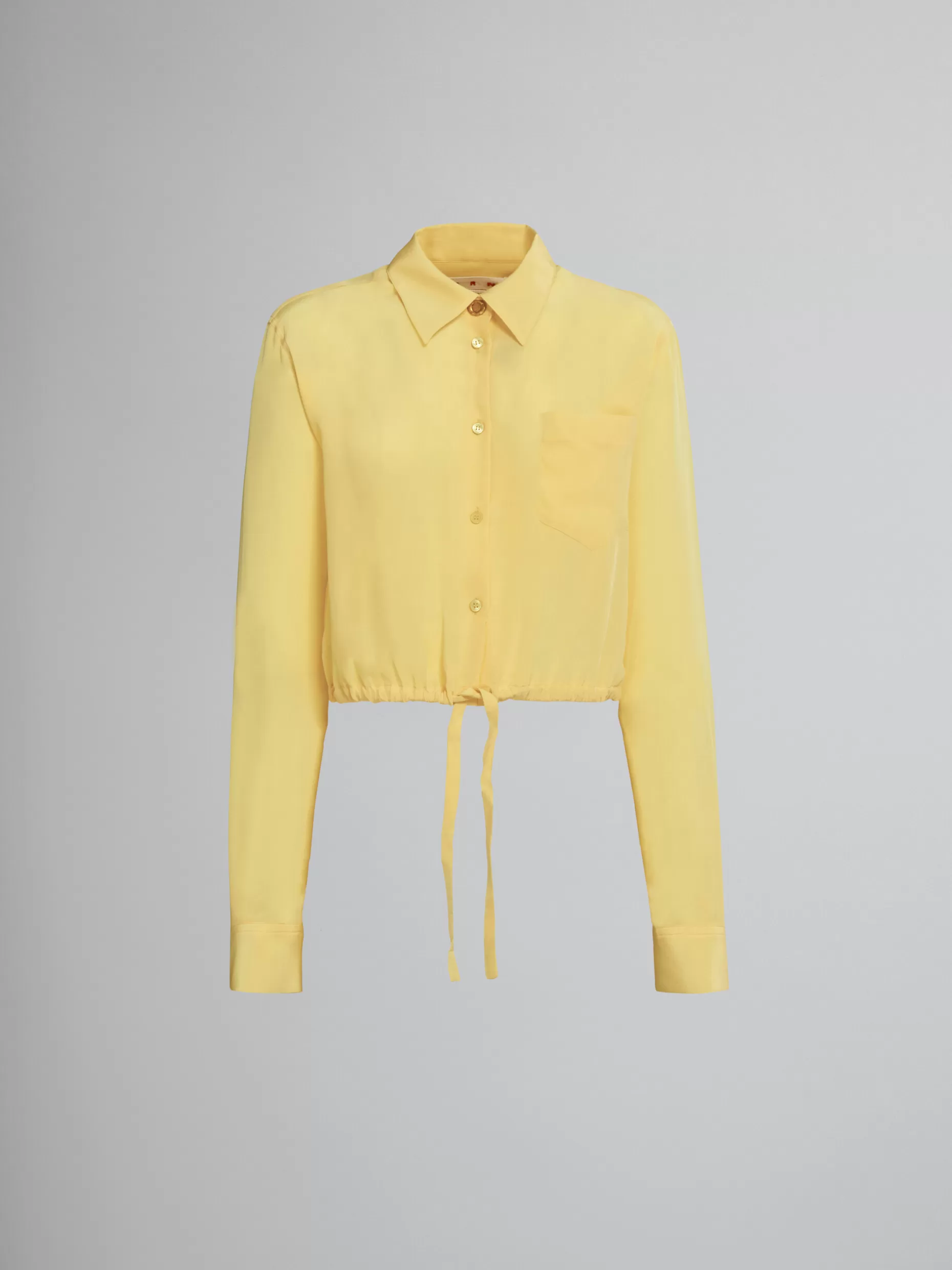 Women Marni Yellow Silk Shirt With Drawstring